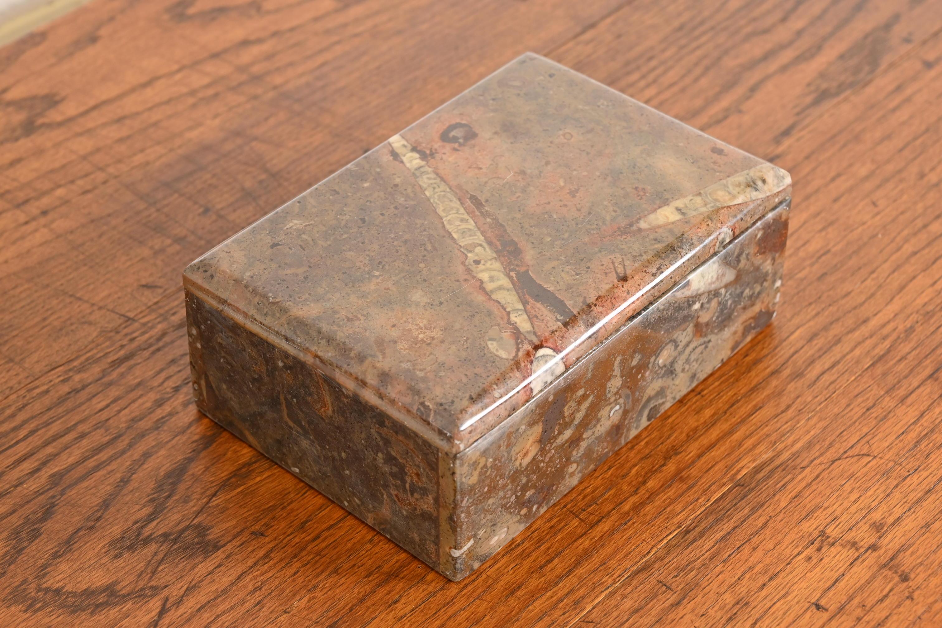 Vintage Fossilized Stone Dresser Box or Jewelry Box For Sale 2