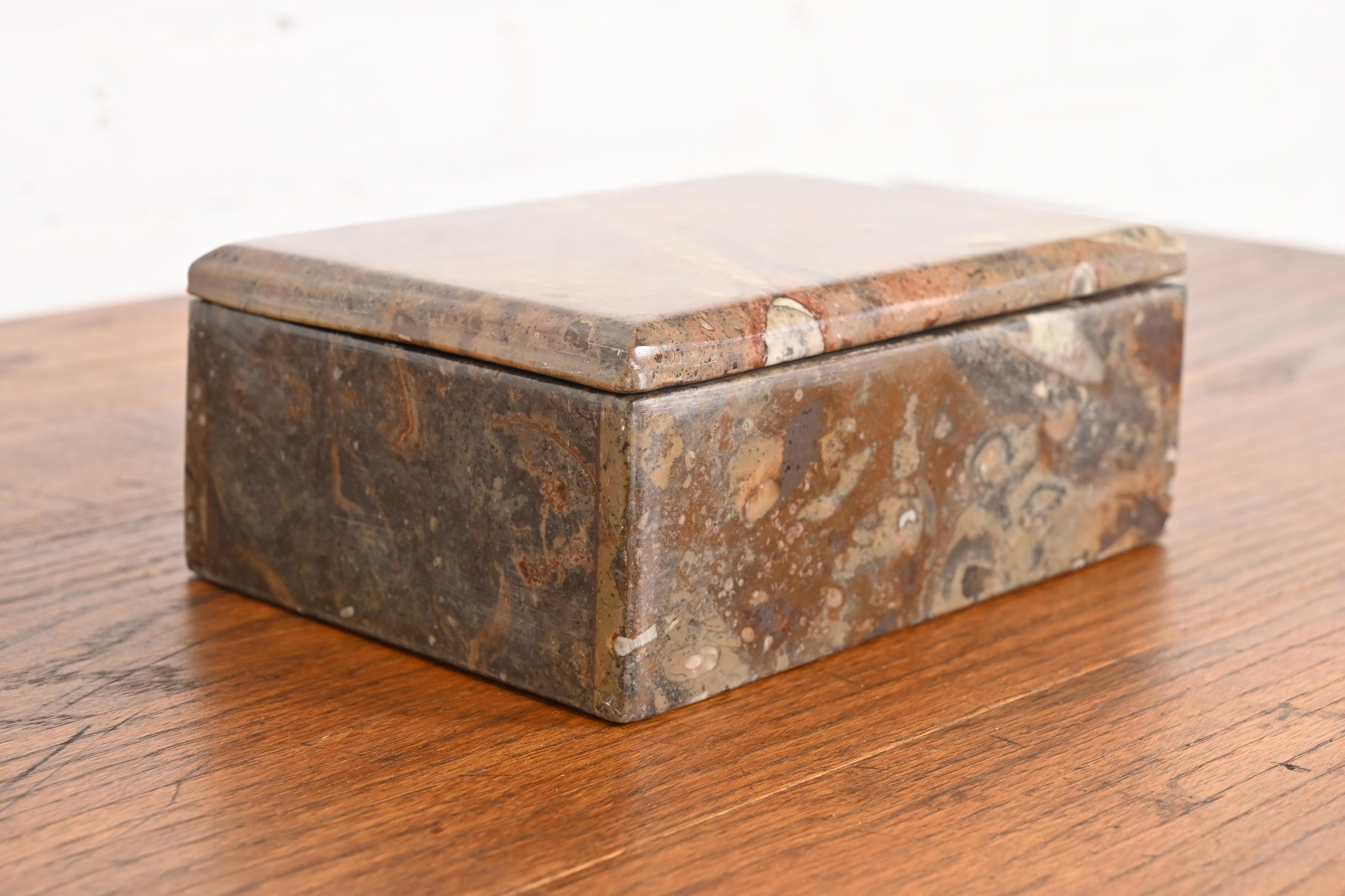 Vintage Fossilized Stone Dresser Box or Jewelry Box For Sale 3
