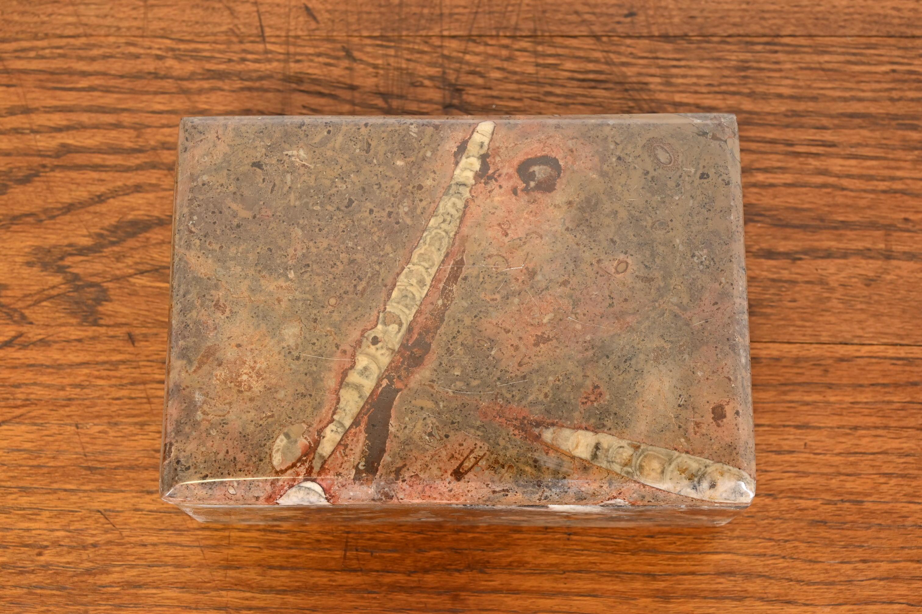 Vintage Fossilized Stone Dresser Box or Jewelry Box For Sale 4