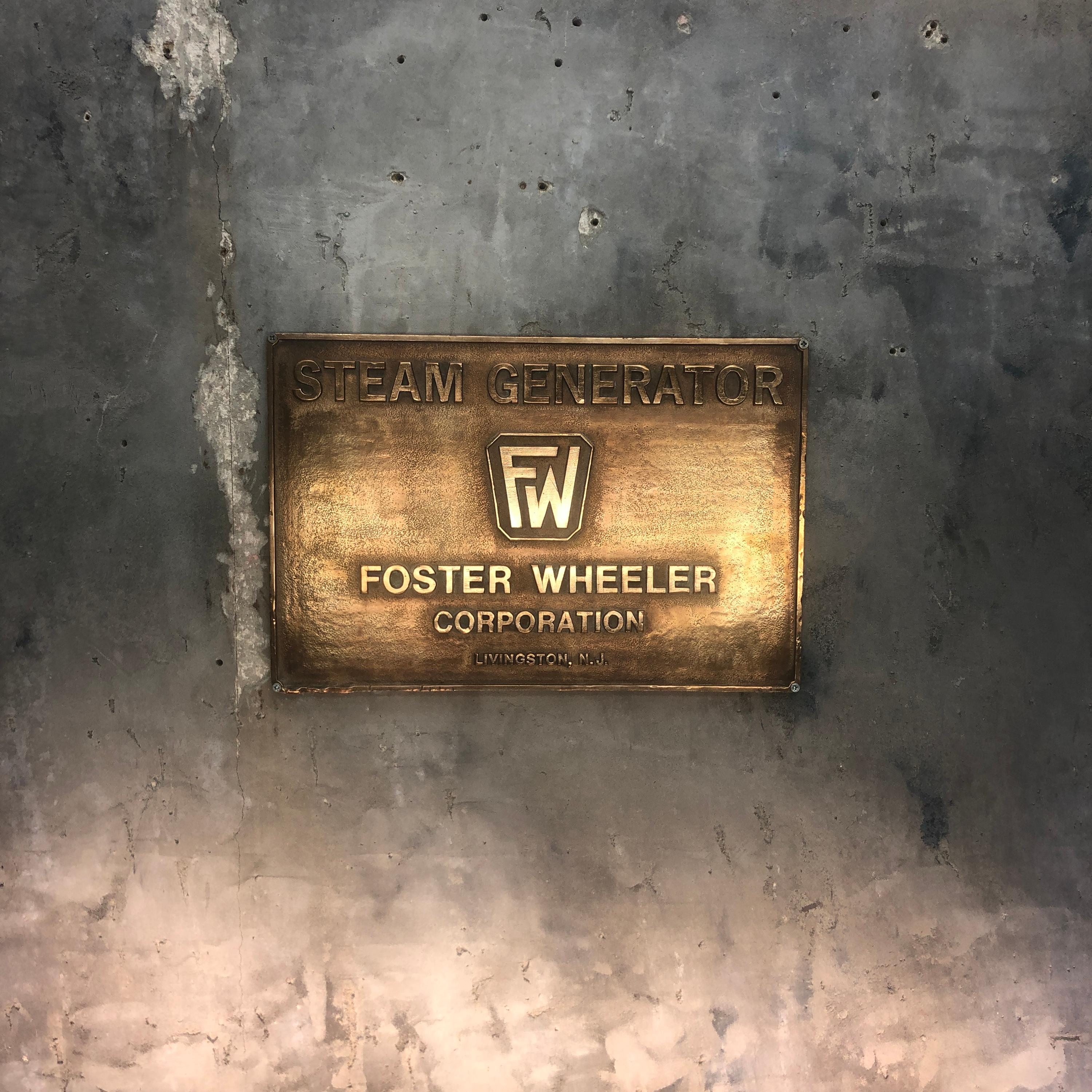 Industrial Vintage Foster Wheeler Corporation Heavy Brass Steam Generator Plaque