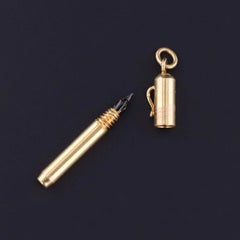 Vintage Fountain Pen Charm of 14k Gold
