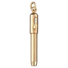 Vintage Fountain Pen Charm of 14k Gold