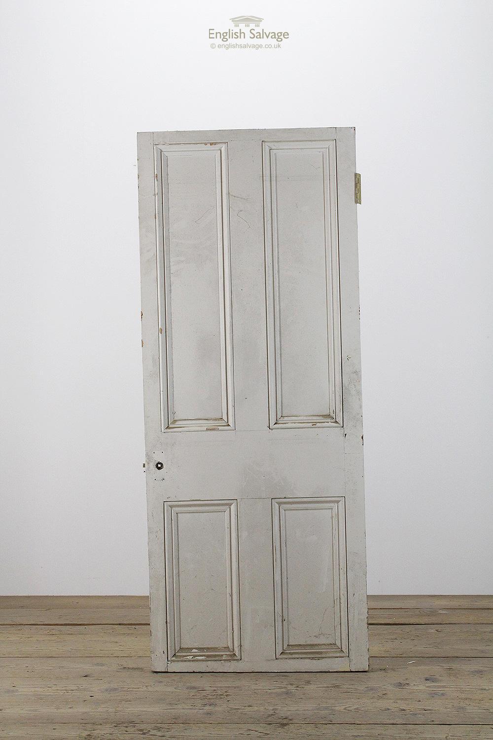 European Vintage Four Beaded Panel Pine Door, 20th Century For Sale