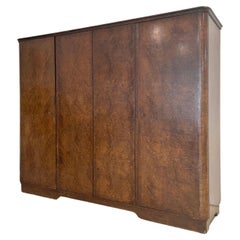 Vintage Four Door Large Burl Wardrobe