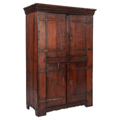 Vintage Four-Door Oak warm brown cupboard by Piet Rombouts & Sons, 1960s