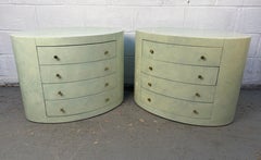 Vintage Four Drawer Art Deco Style Oval Nightstands
