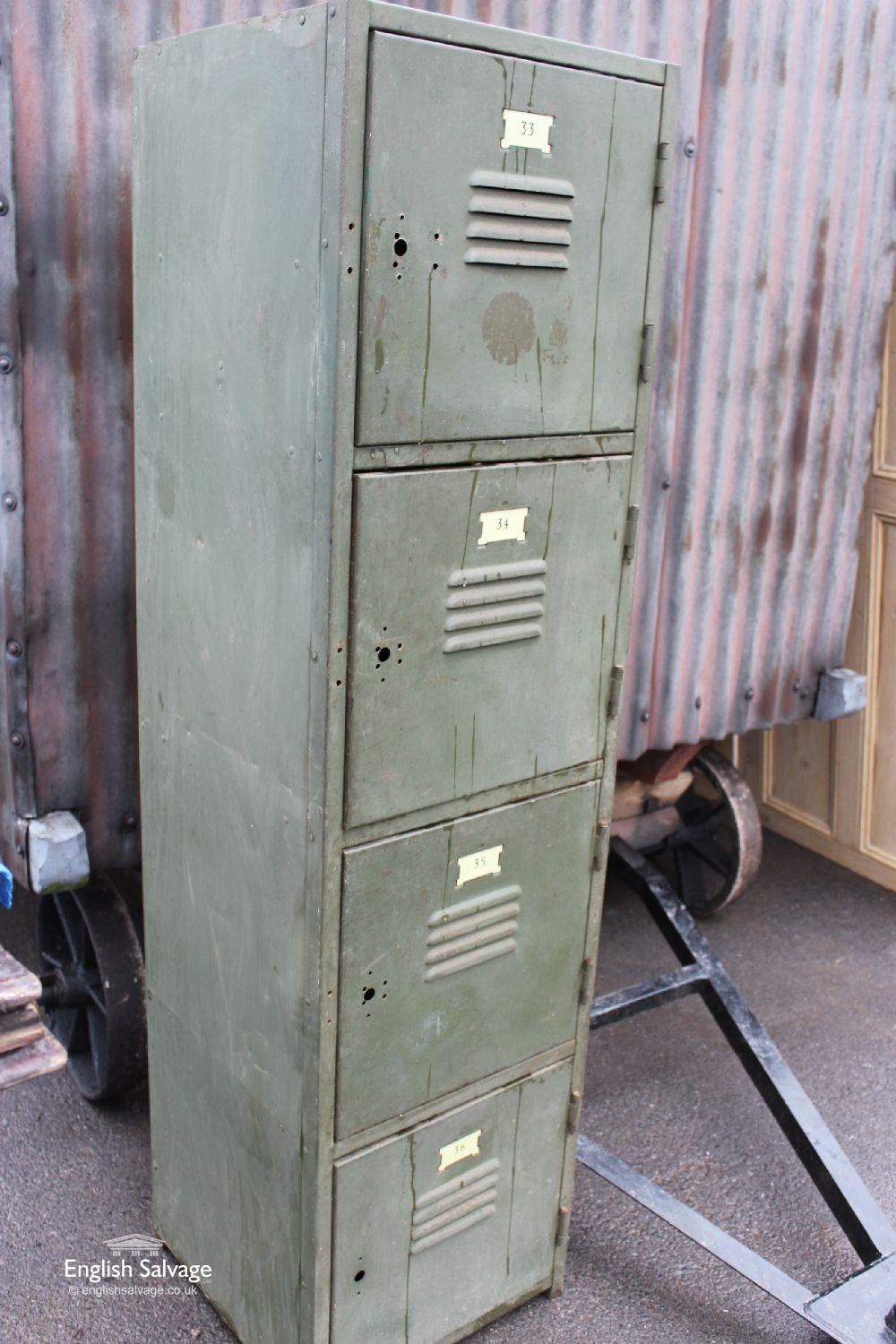 Lovely cabinet with four individual compartments. Doors are vented and are each numbered 33 through to 36.

Bit rusty in places but condition is sound, doors all open and close nicely.