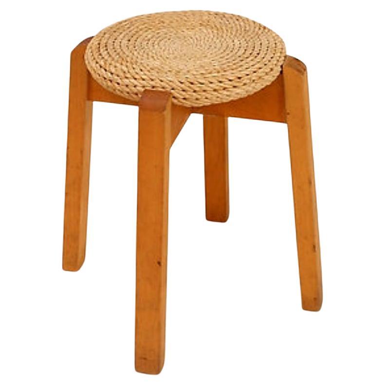 Taburete vintage de cuatro patas de tejido orgánico al estilo de Adoux & Minet