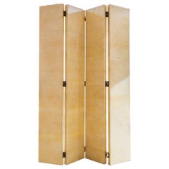 Vintage Four Panel Parchment Screens by R&Y Augousti