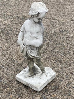 Vintage Four Seasons Cherub Putti Cast Cement 32" Lawn Ornament Garden Statue