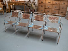 Vintage Four-Seat 1970s Spanish Iron Cinema Bench