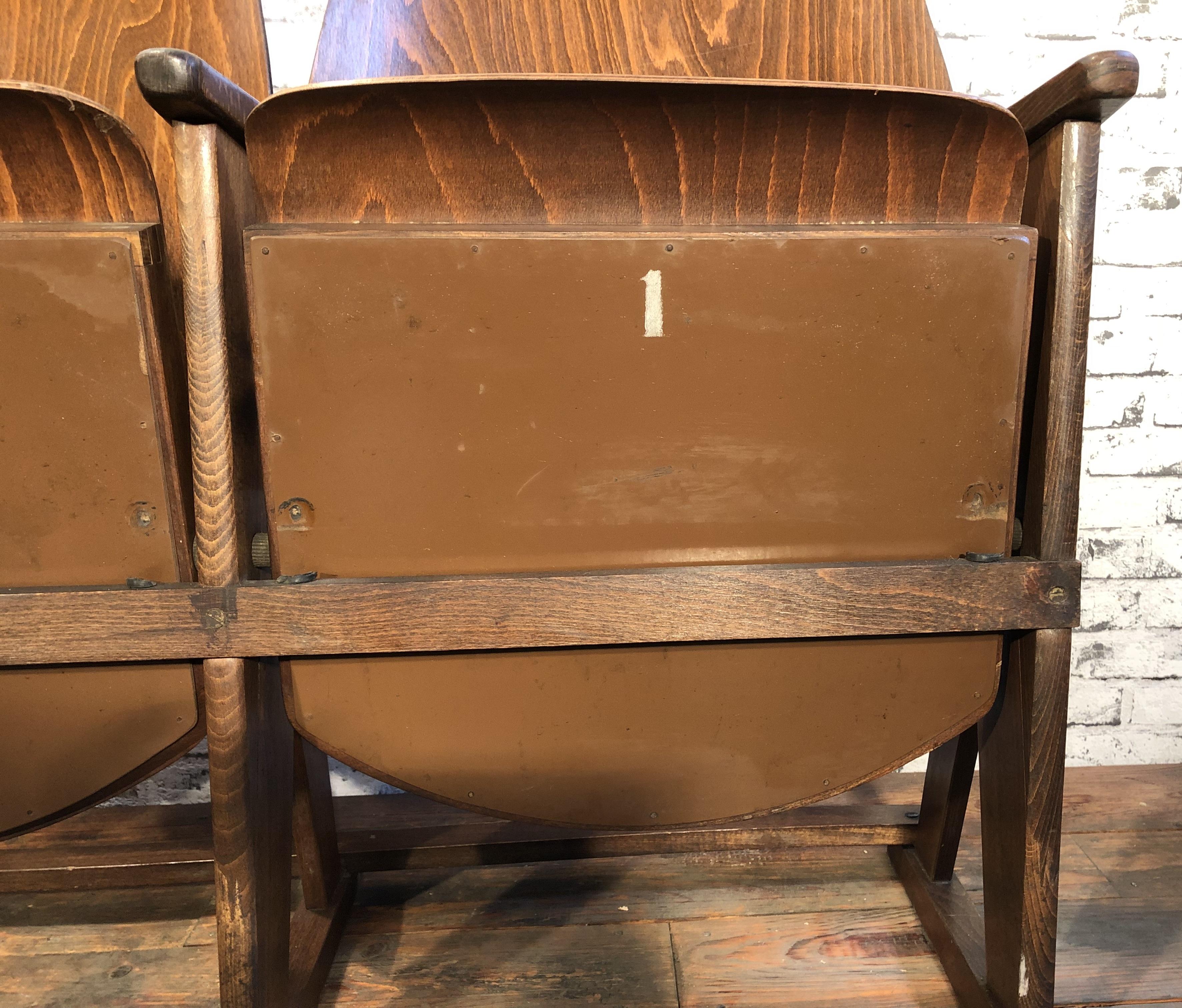 Vintage Four-Seat Cinema Bench from Ton, 1960s 3