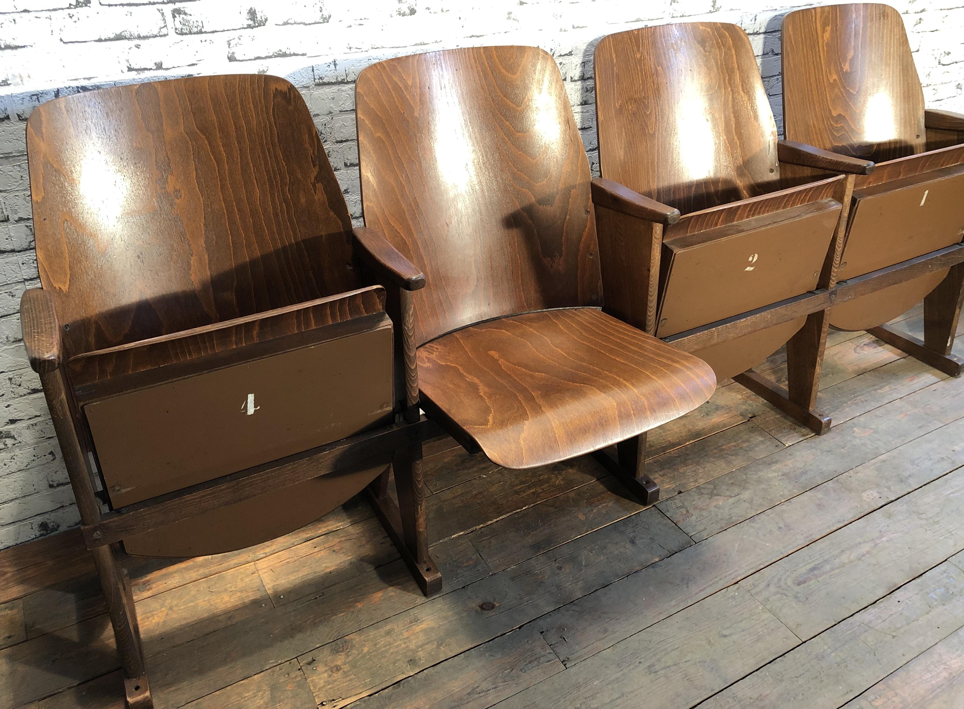 Vintage Four-Seat Cinema Bench from Ton, 1960s 6