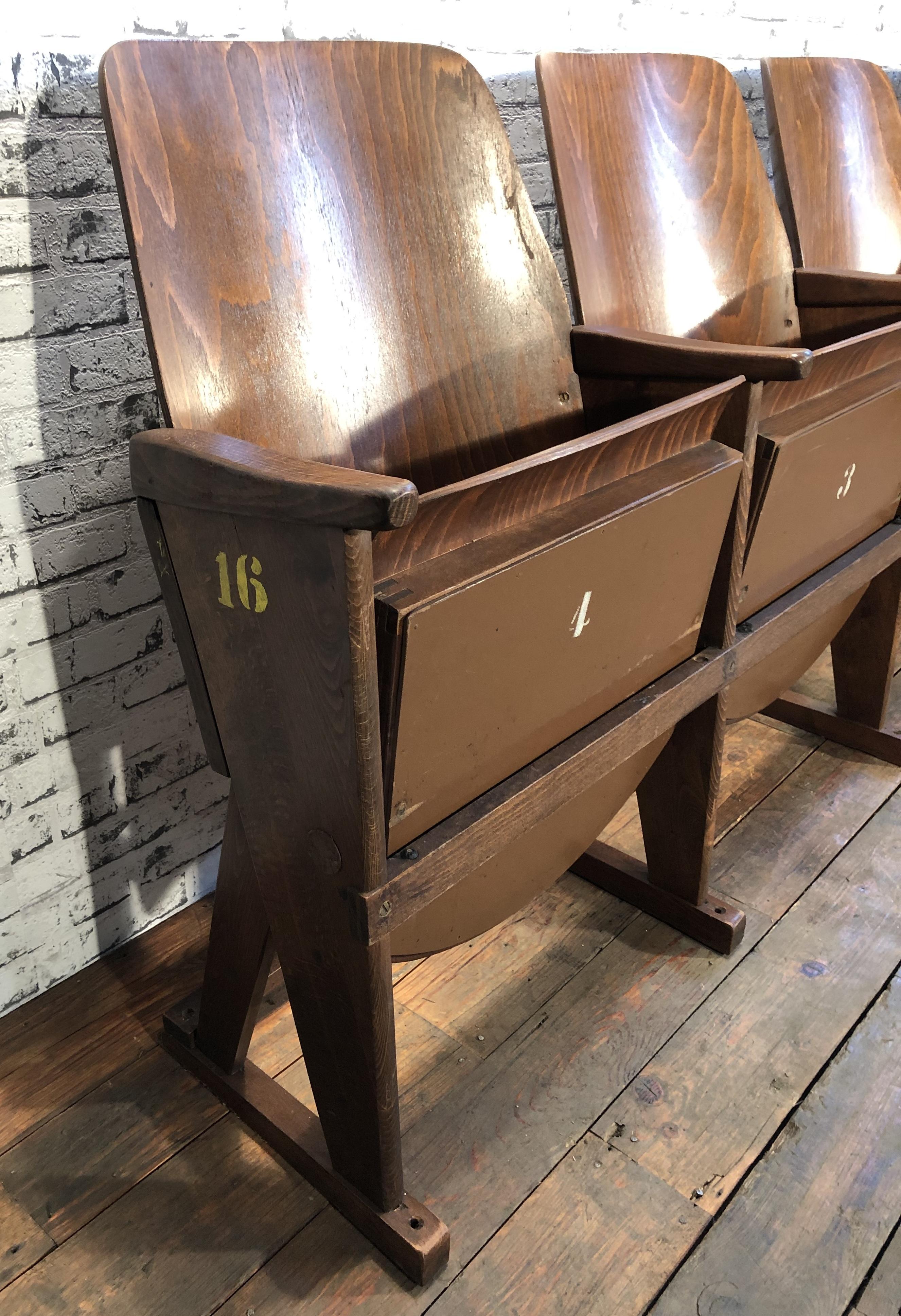 Industrial Vintage Four-Seat Cinema Bench from Ton, 1960s