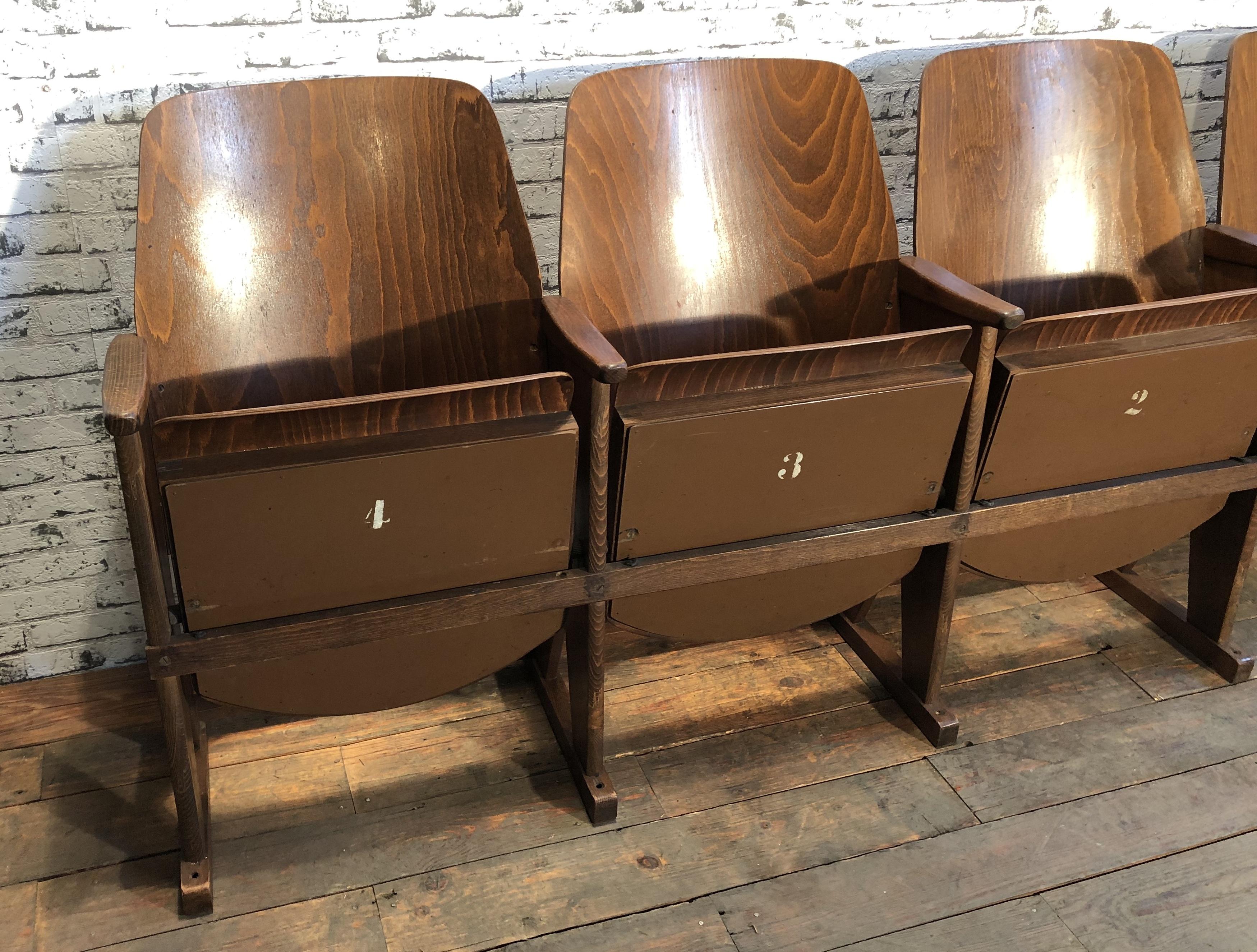 Czech Vintage Four-Seat Cinema Bench from Ton, 1960s