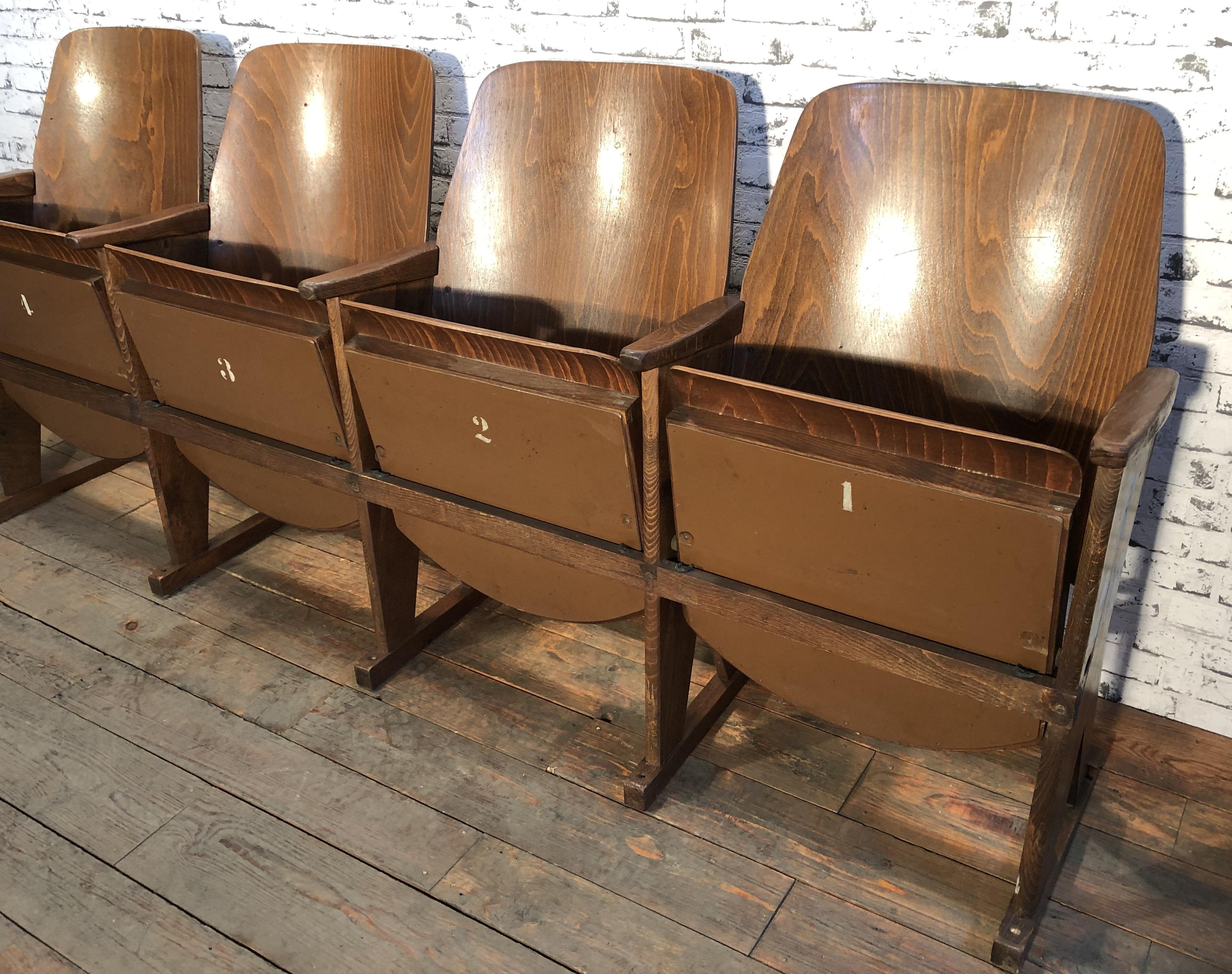 Vintage Four-Seat Cinema Bench from Ton, 1960s In Good Condition In Kojetice, CZ