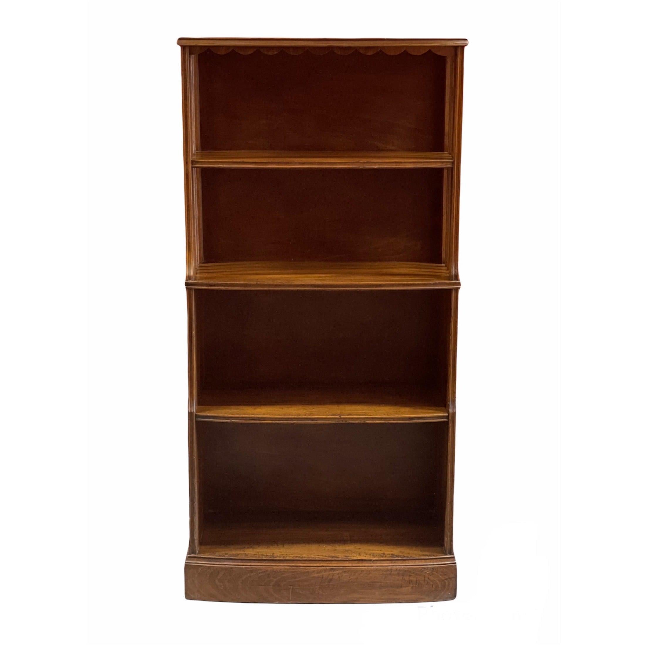 Vintage Four Shelf Bookshelf With Scallop Details in the Front. Nice Petite size with Storage..

Dimensions. 24 W ; 10 D ; 48 H.