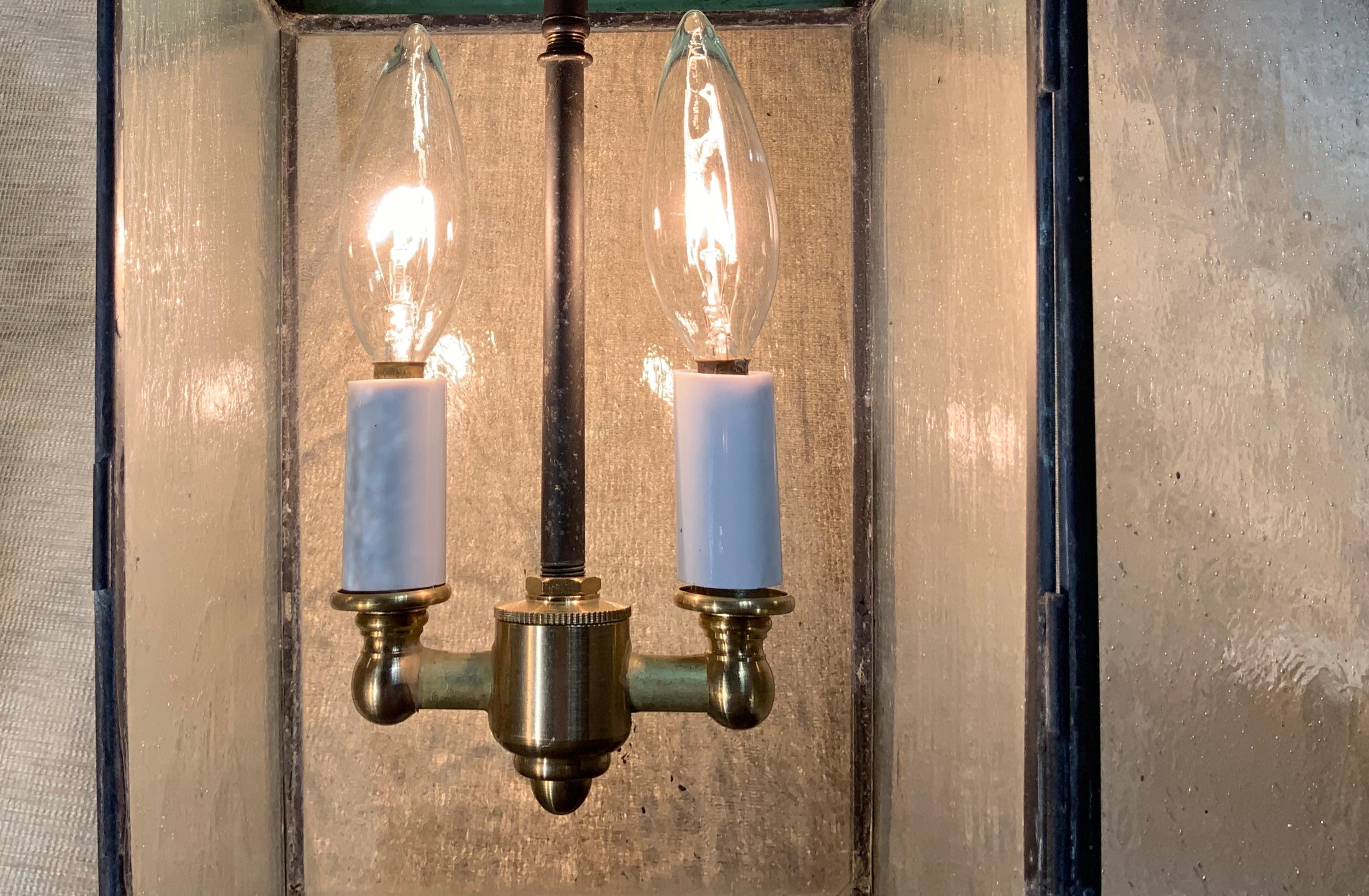 Mid-20th Century Vintage Four Sides Brass Hanging Lantern