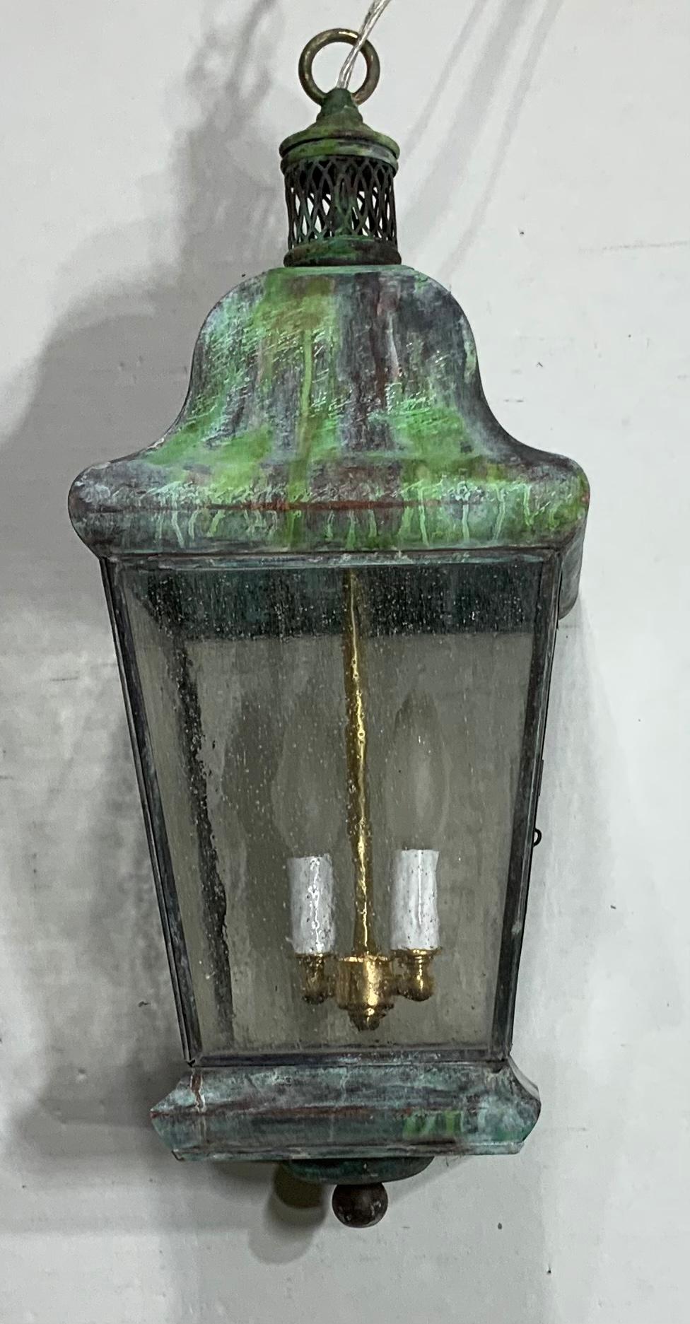 Lanterne suspendue vintage à quatre côtés en laiton 2