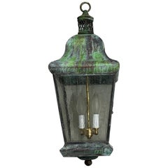 Lanterne suspendue vintage à quatre côtés en laiton