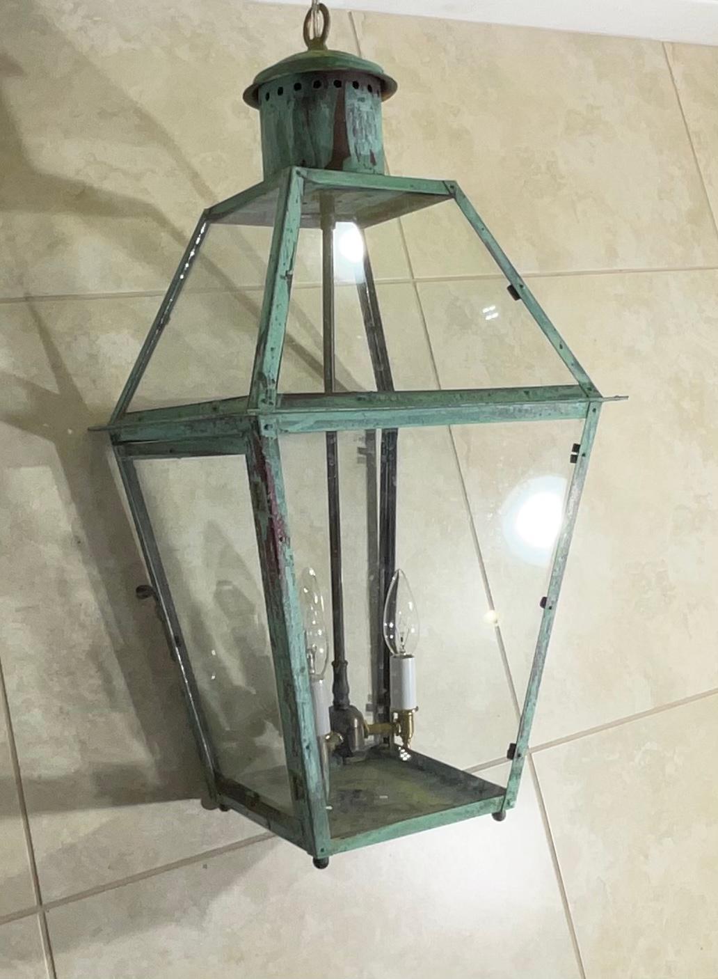 Vintage Four-Sides Hanging Copper Lantern 4