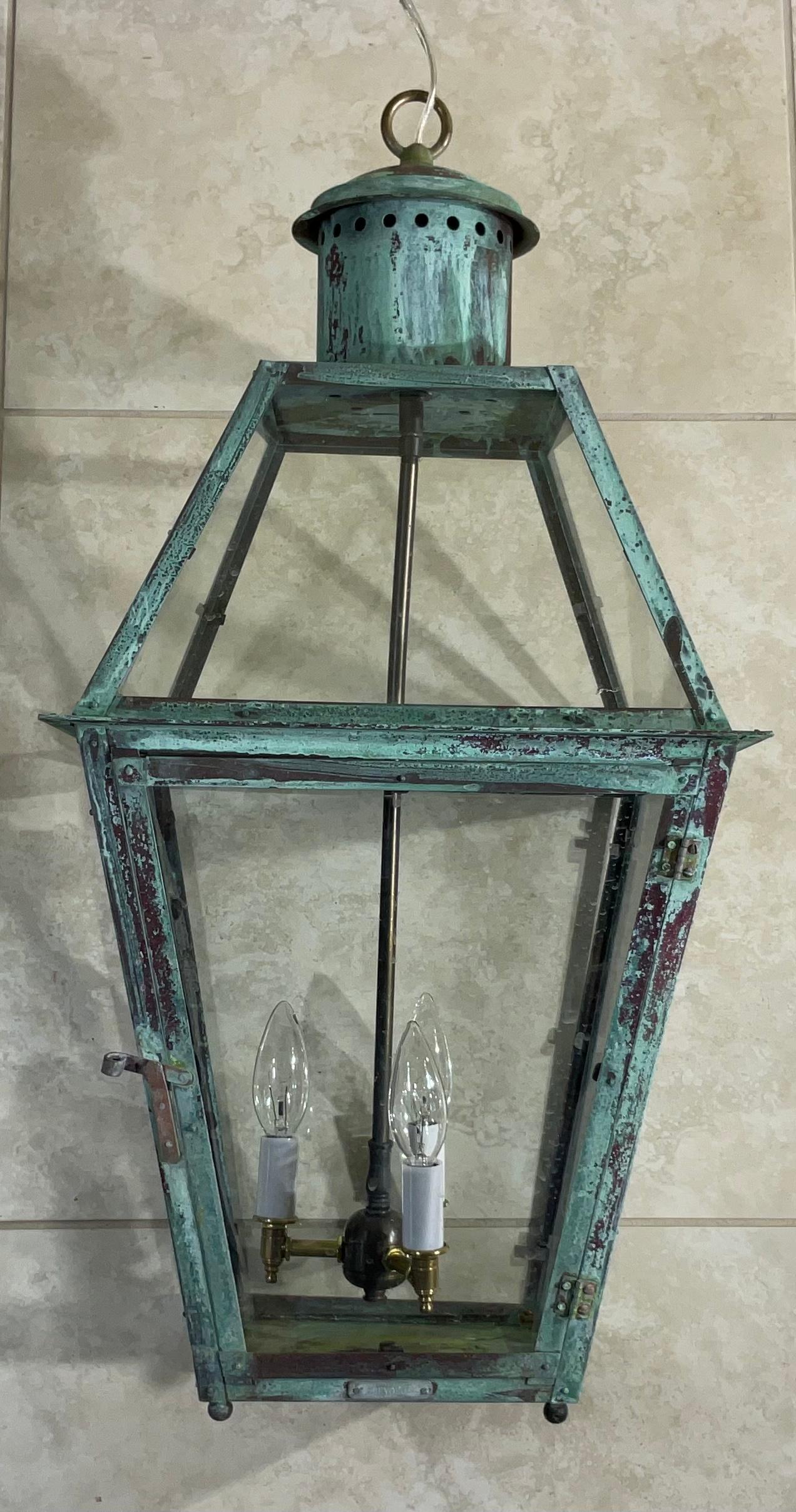 American Vintage Four-Sides Hanging Copper Lantern