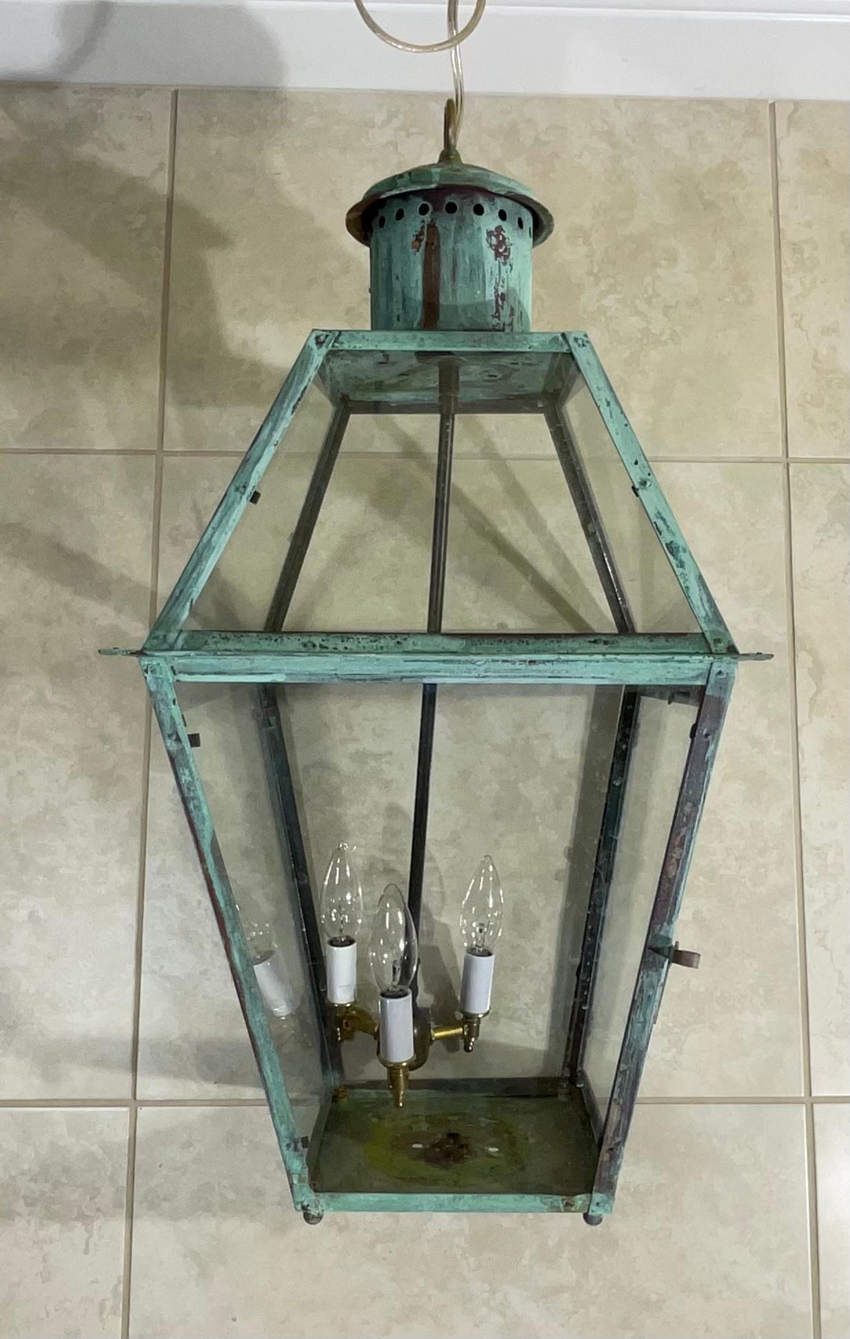 Vintage Four-Sides Hanging Copper Lantern 2