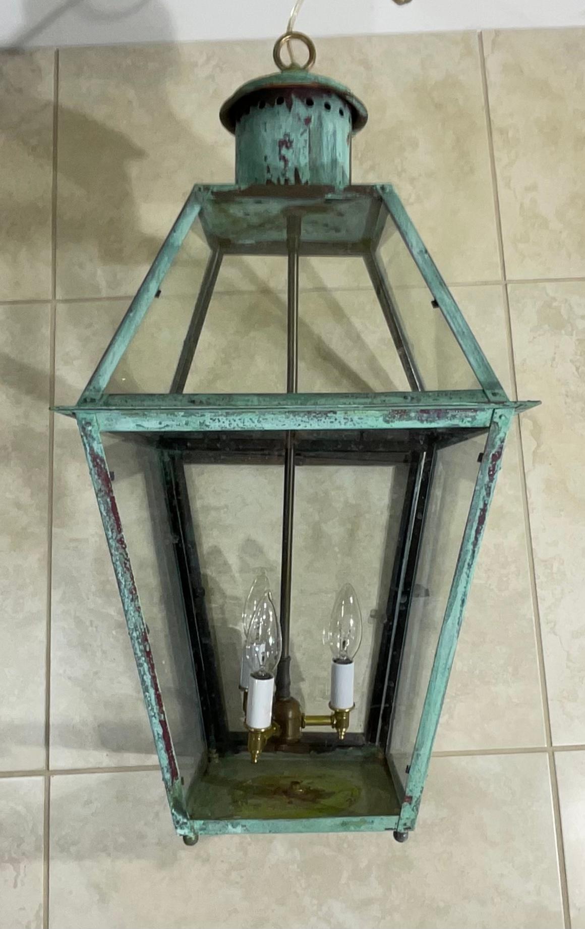 Vintage Four-Sides Hanging Copper Lantern 3
