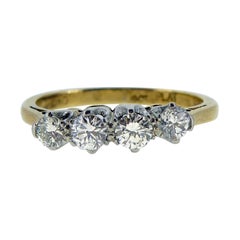 Vintage Four Stone Diamond Ring, Yellow Gold Band