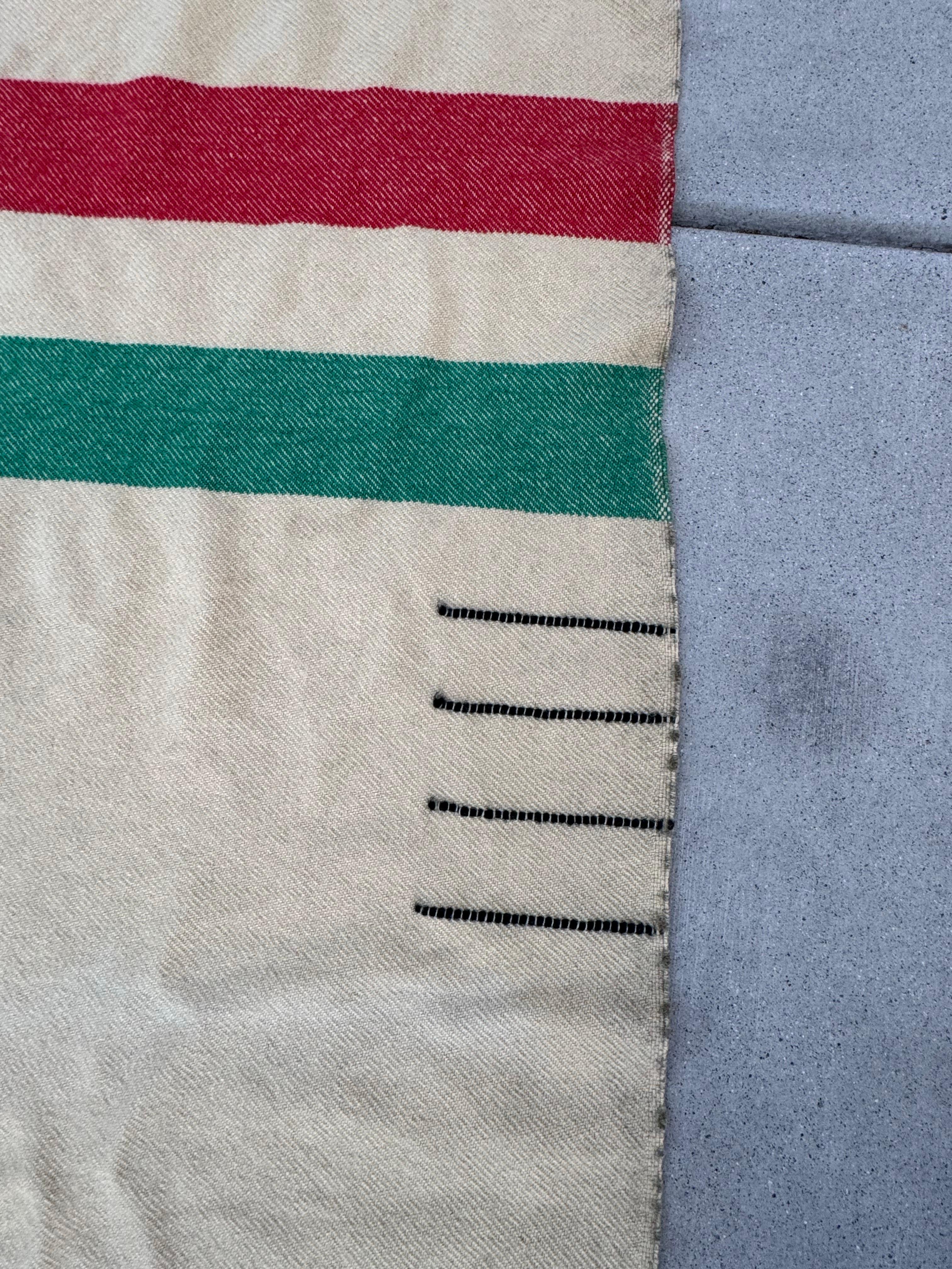 Rustic Vintage Four Stripe Hudson's Bay Style Wool Blanket
