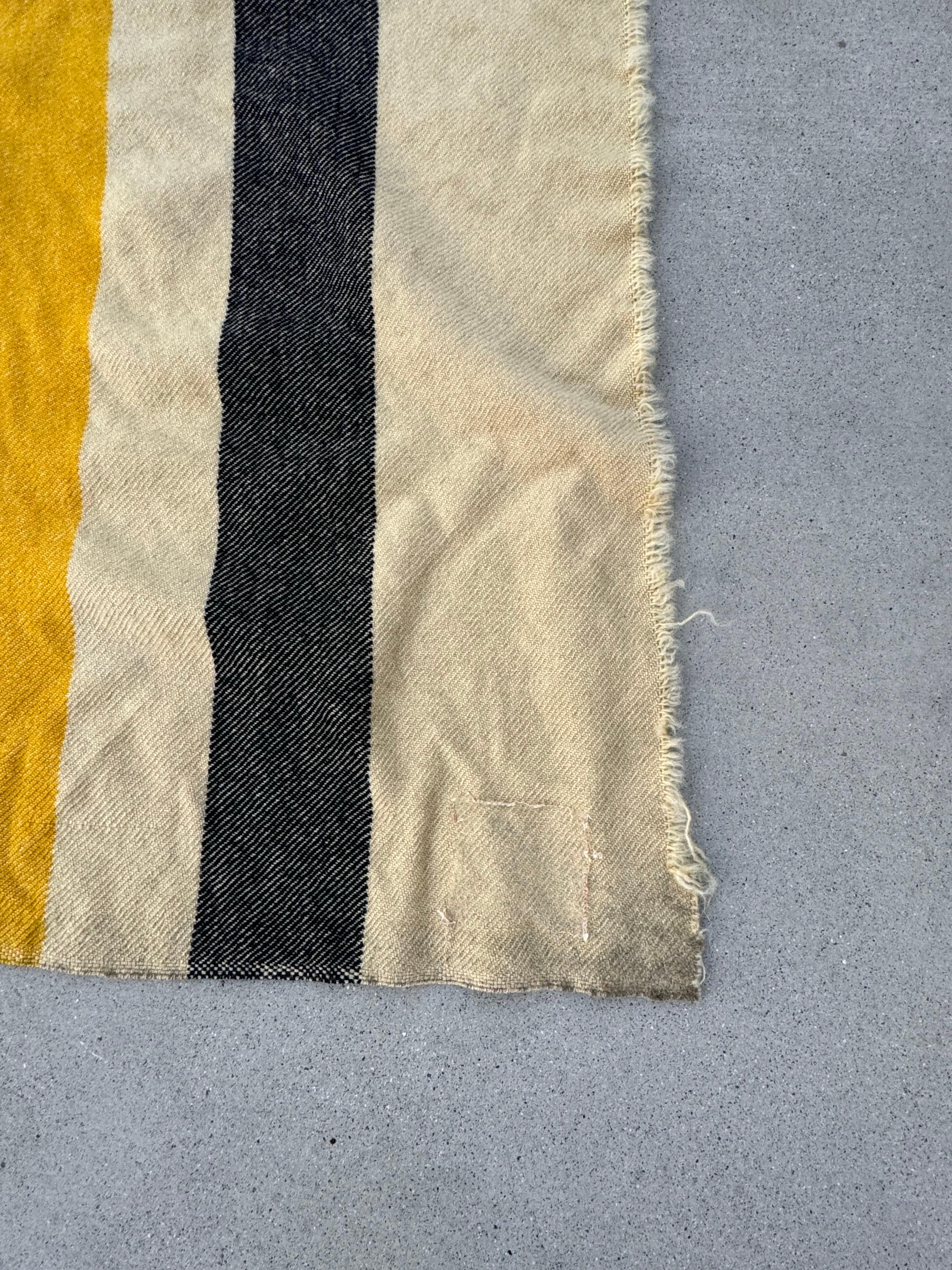 Mid-20th Century Vintage Four Stripe Hudson's Bay Style Wool Blanket