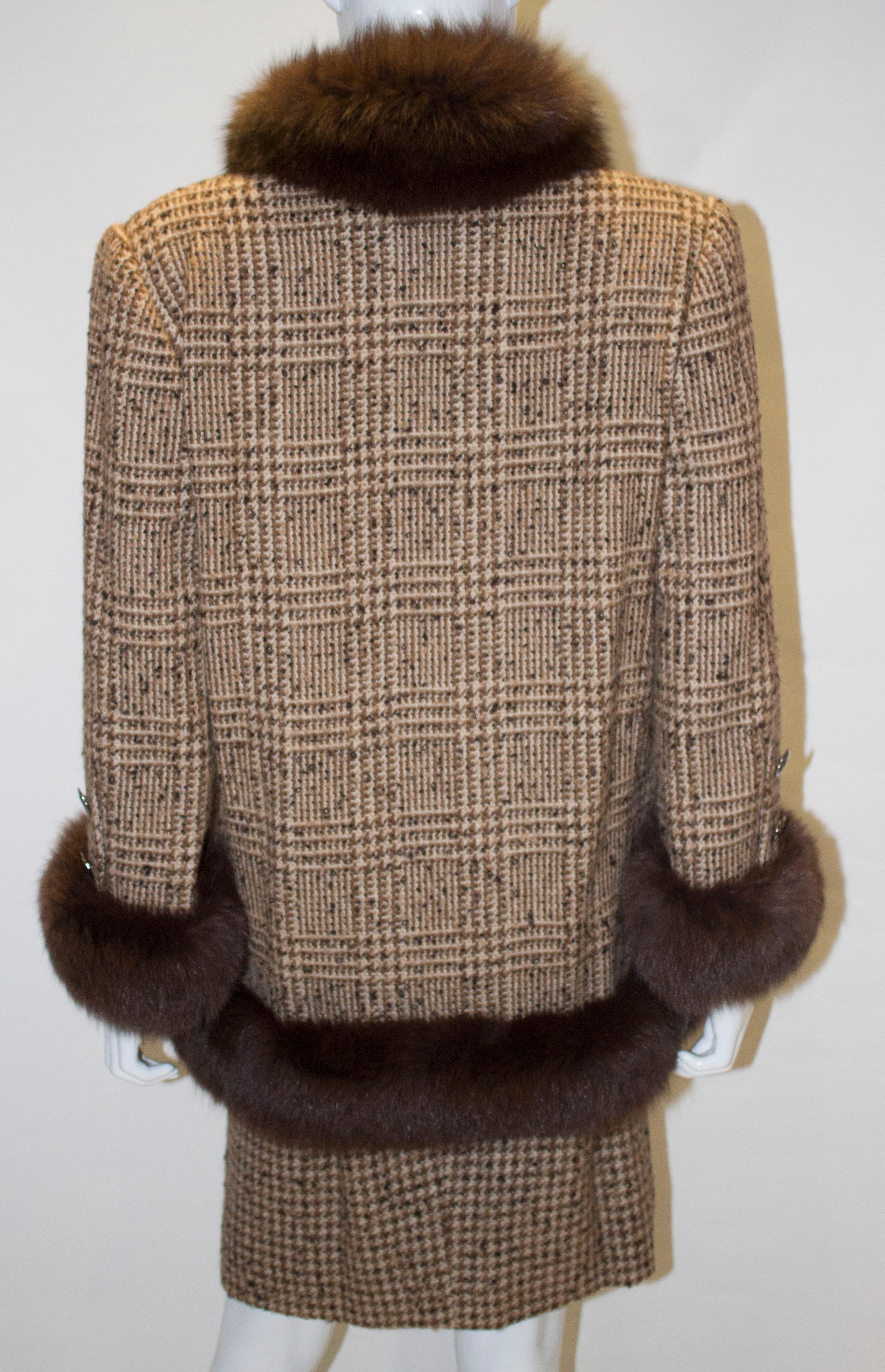 Vintage Fox Fur Trimmed Skirt Suit 2