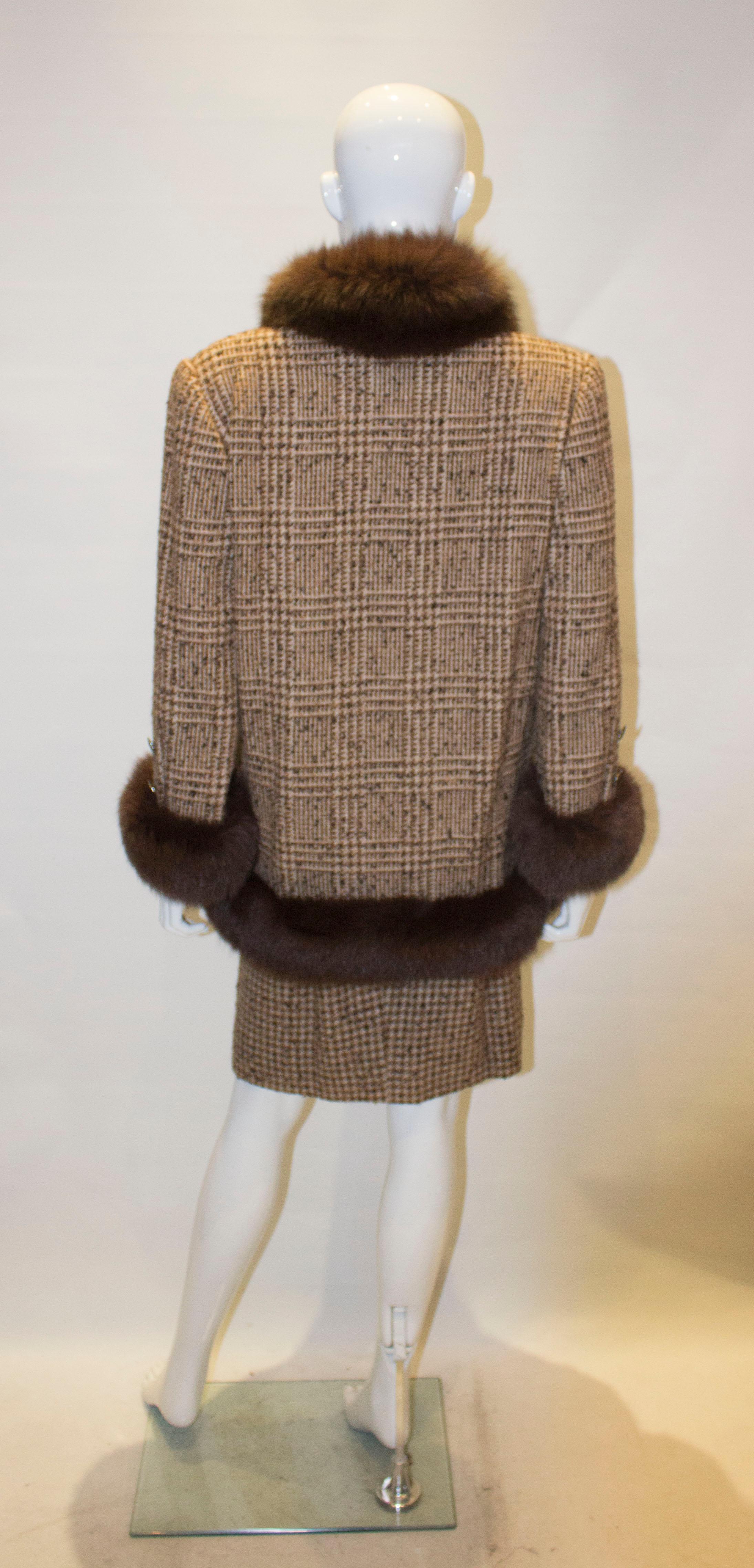 Vintage Fox Fur Trimmed Skirt Suit 1