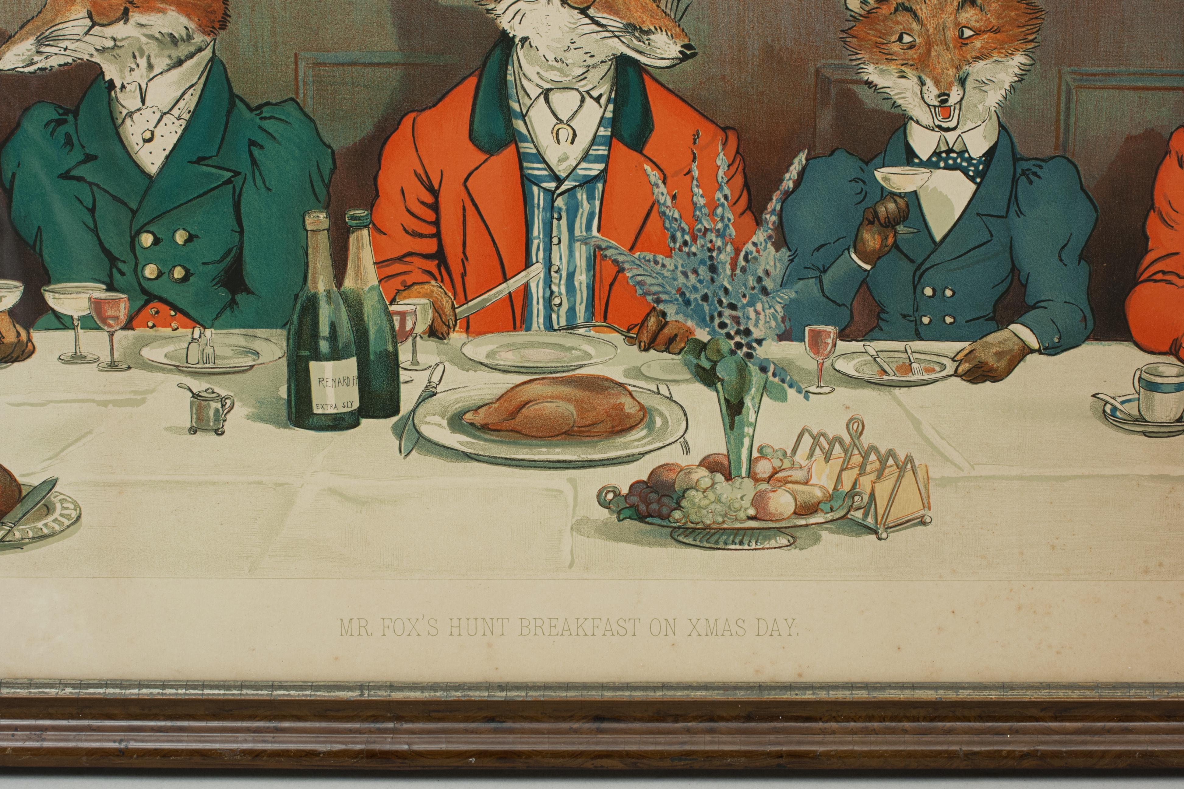 Sporting Art Vintage Fox Hunting, Mr. Fox's Hunt Breakfast on Xmas Day after Harry Neilson