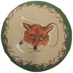 Vintage Fox Hunting Scene Tapestry Footstool