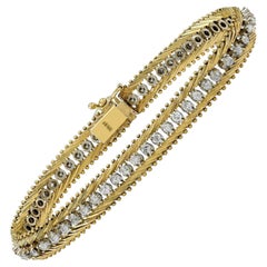 Vintage Foxtail Diamond Tennis Bracelet en or, Circa 1960-1970's Modernist