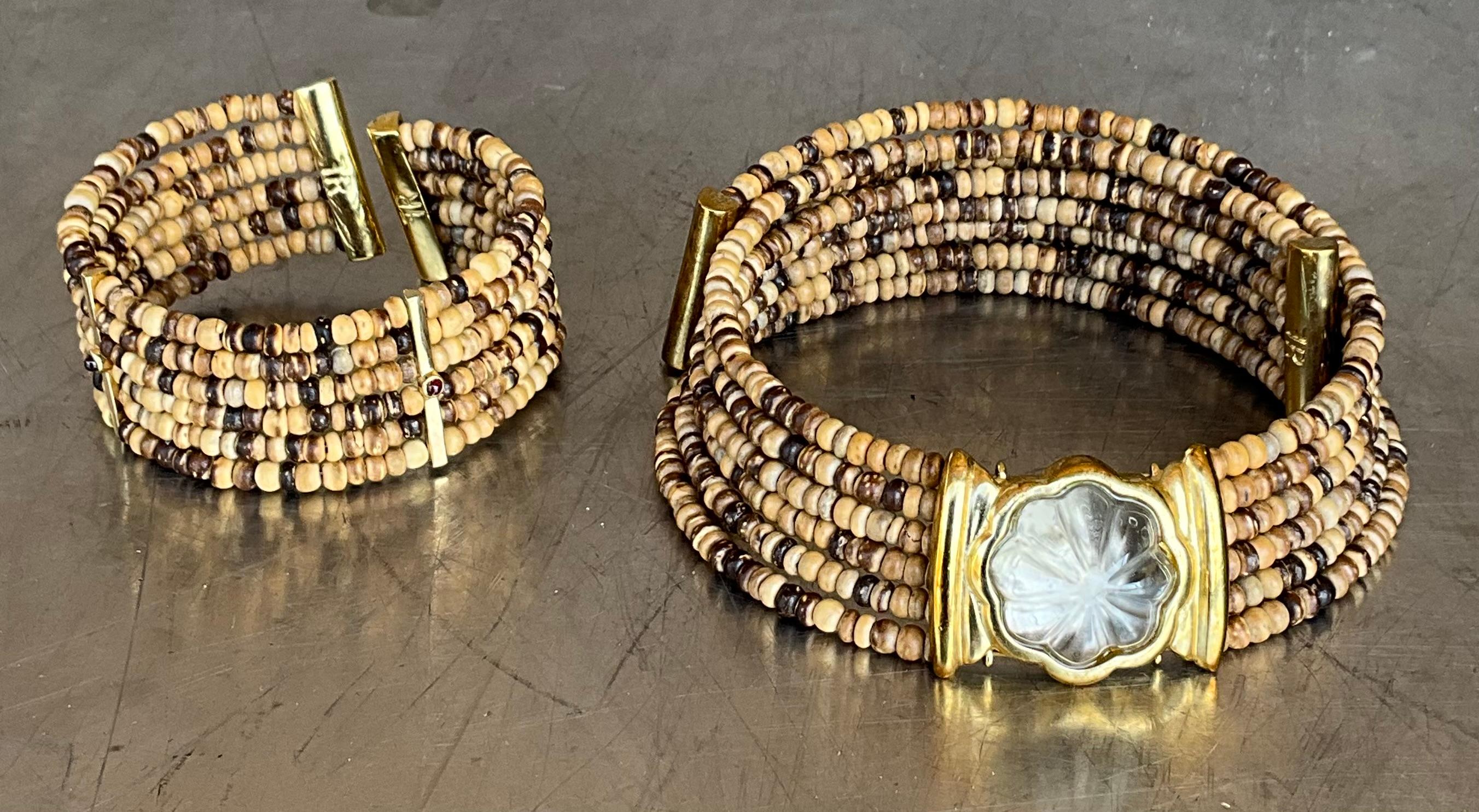 Vintage FR Coconut Beaded Bracelet For Sale 2