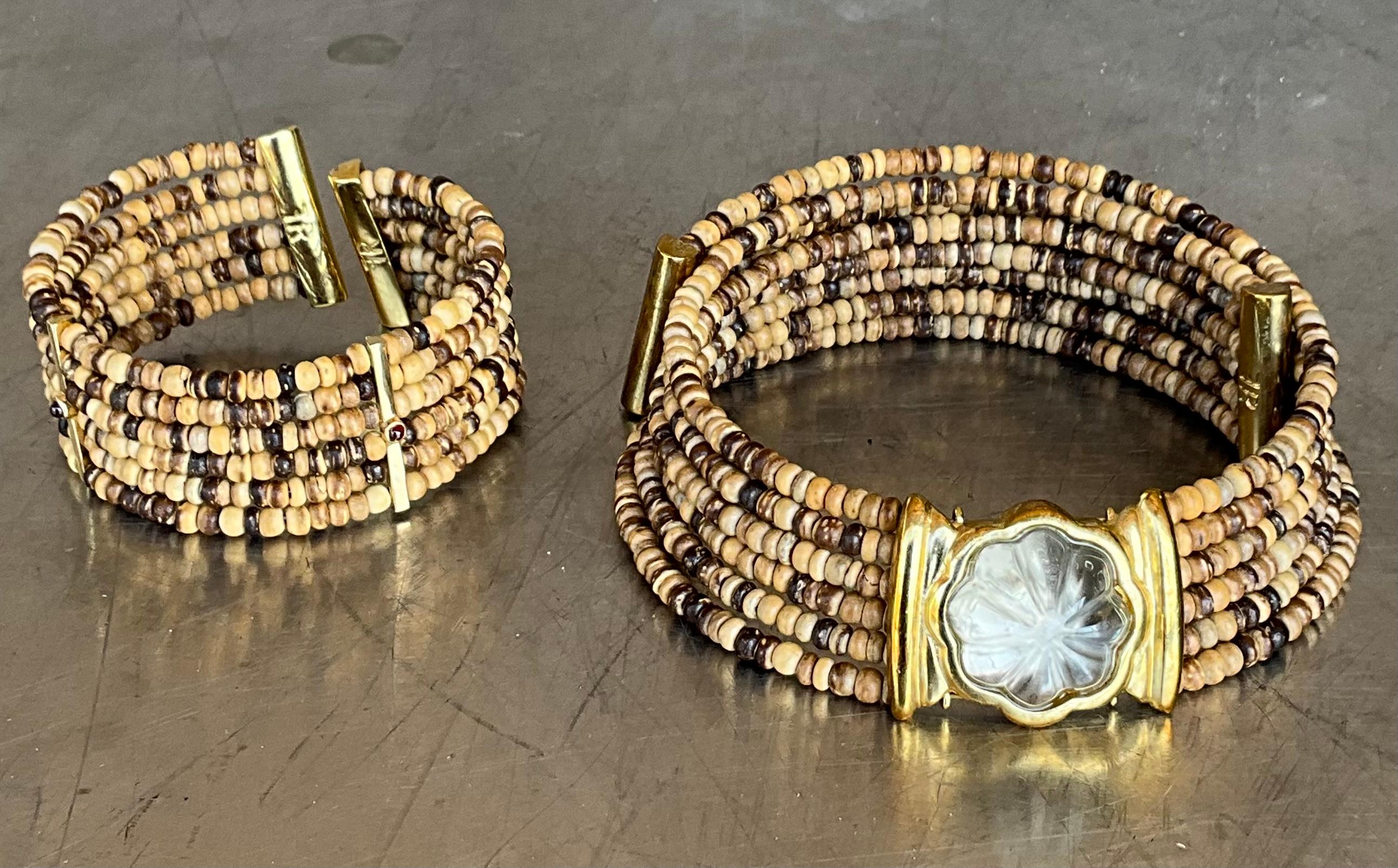Collana girocollo con perline FR Vintage Coconut in vendita 7