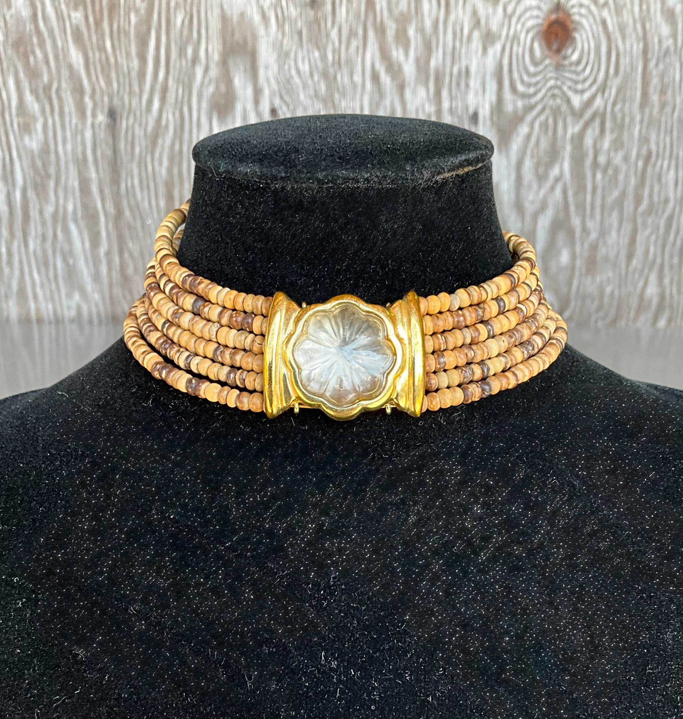 Collana girocollo con perline FR Vintage Coconut in vendita 1
