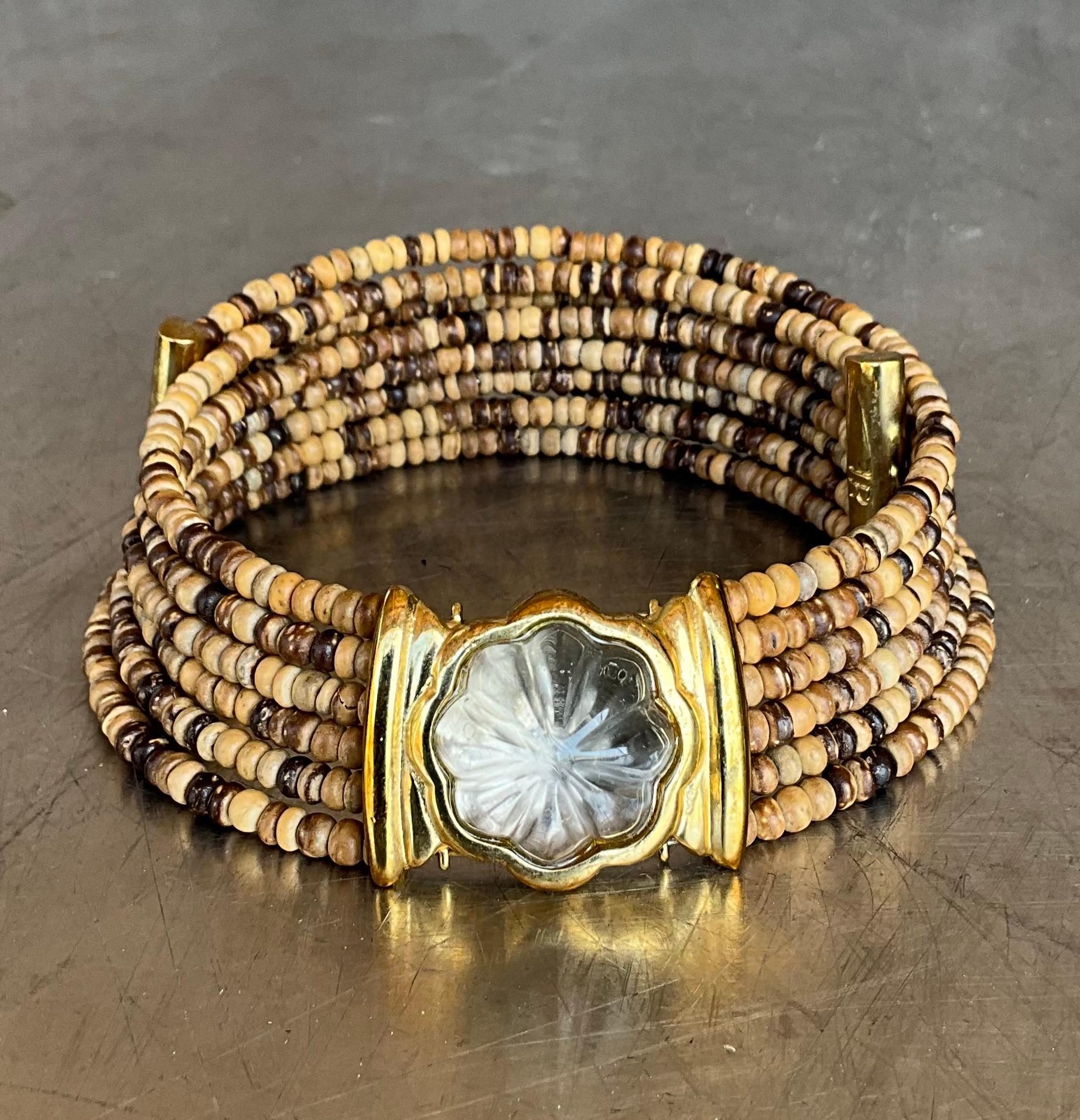 Collana girocollo con perline FR Vintage Coconut in vendita 4