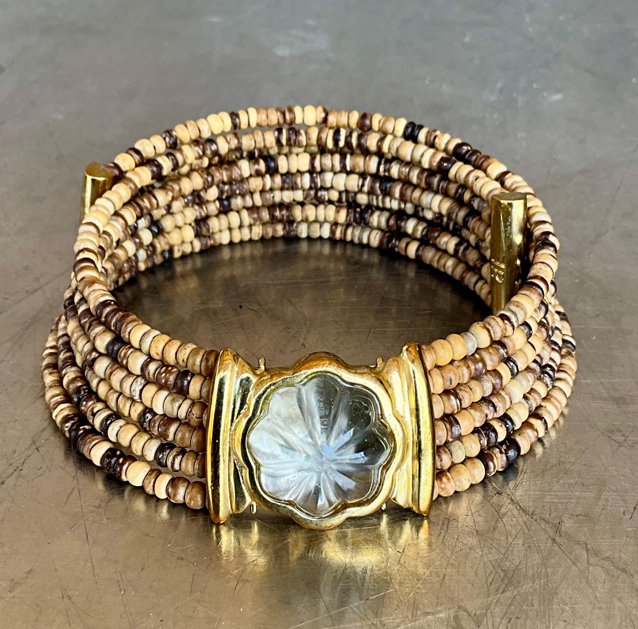 Collana girocollo con perline FR Vintage Coconut in vendita 5