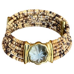 Antique FR Coconut Beaded Choker Necklace