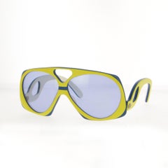 1980s Vintage Acetate Sunglasses, Yellow Blue Frame, Unknown Designer