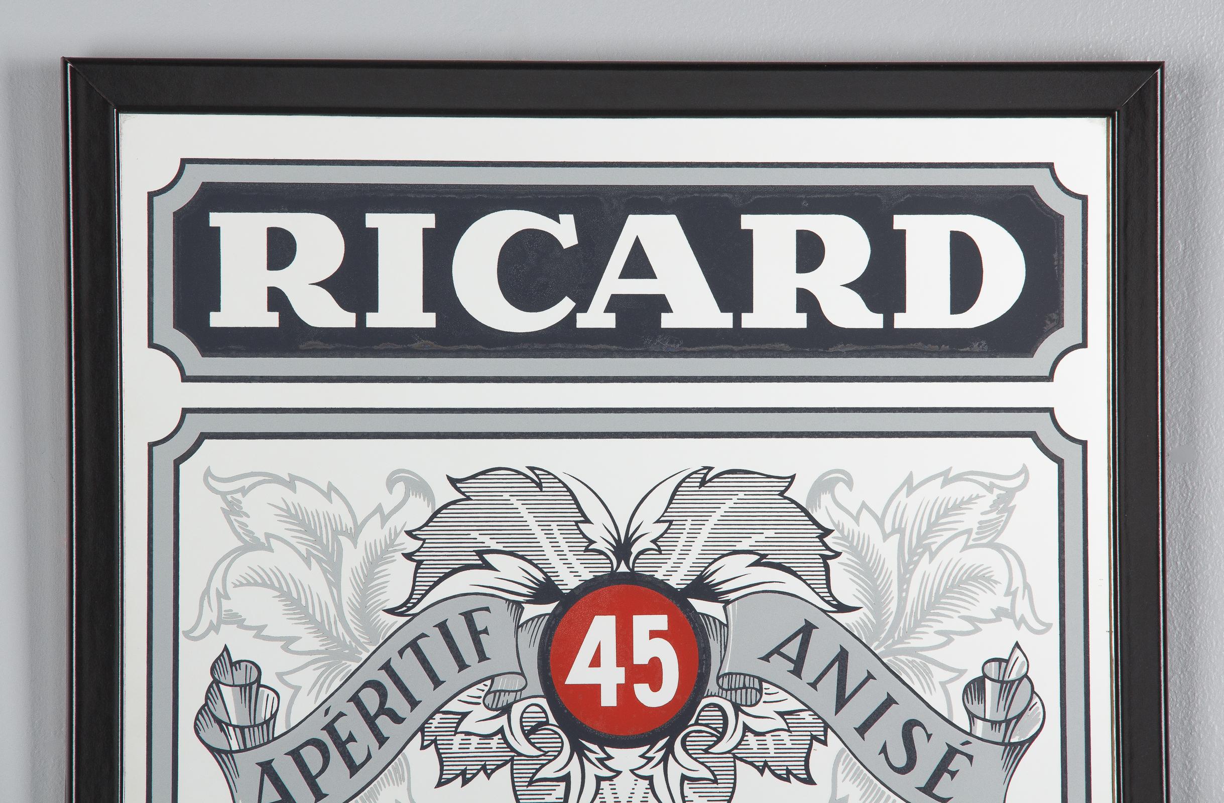 Vintage Frame with Mirrored Advertising Sign for Pastis Ricard, 1980s 2