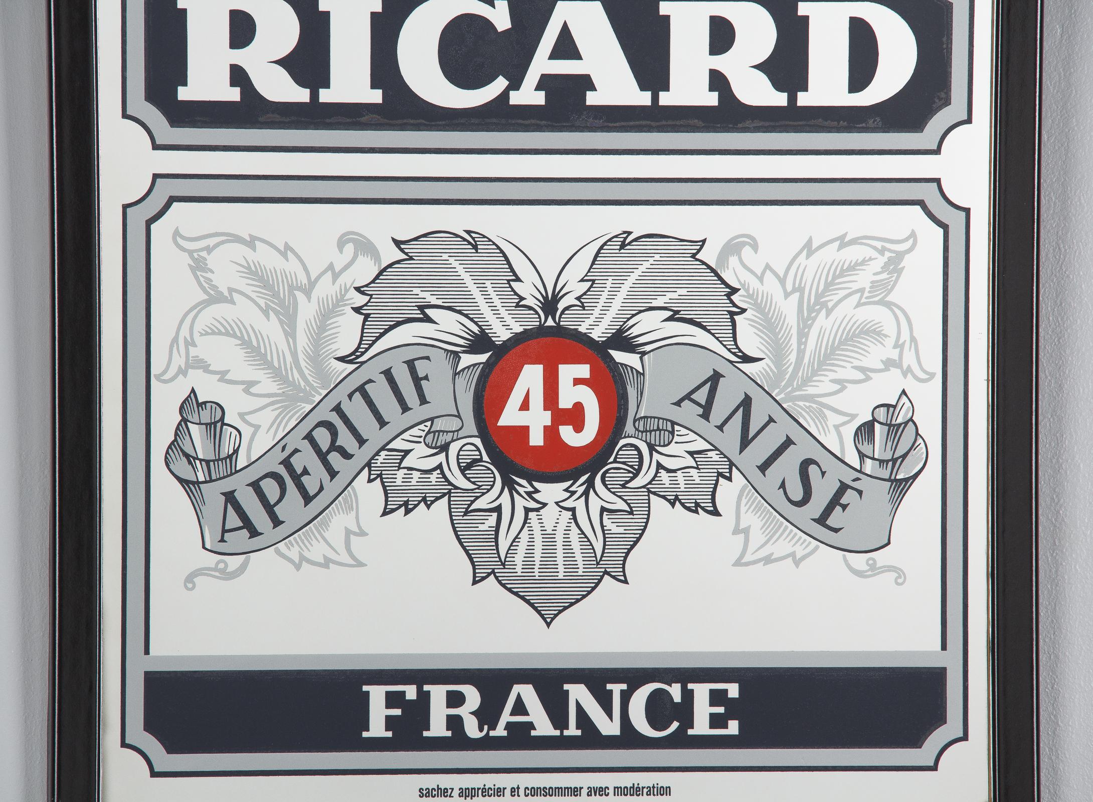 Vintage Frame with Mirrored Advertising Sign for Pastis Ricard, 1980s 5
