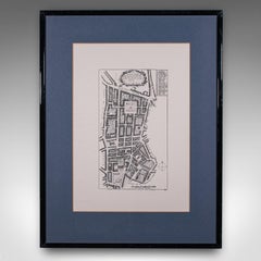 Vintage Framed 18th Century Street Map, London, West End, Soho, Leicester Square