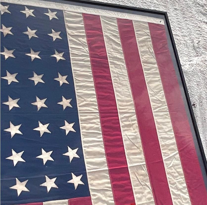 Vintage Framed 48 Star American Flag For Sale 1