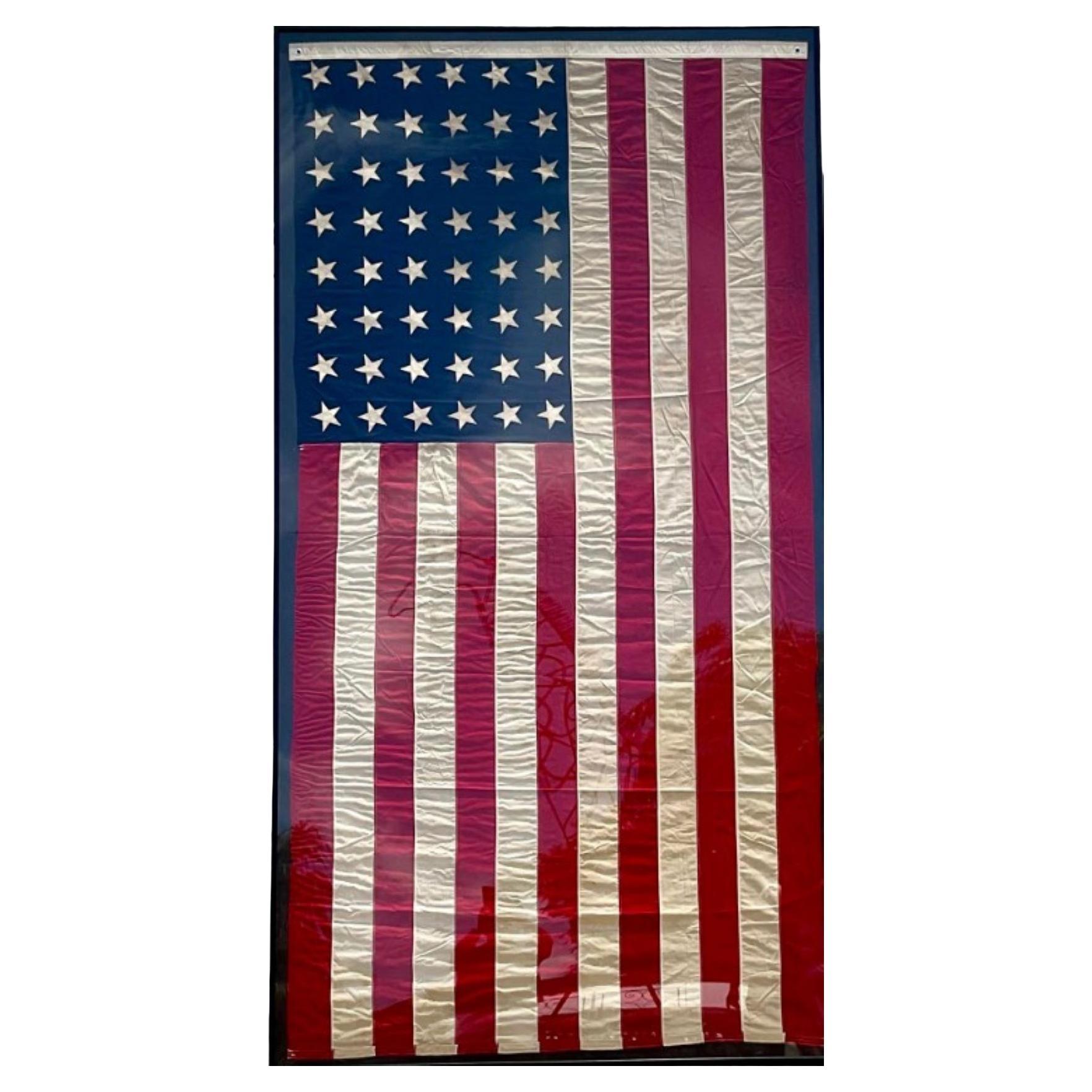 Vintage Framed 48 Star American Flag For Sale