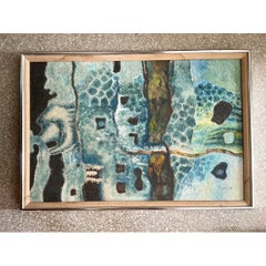 Vintage Framed Abstract Art on Board