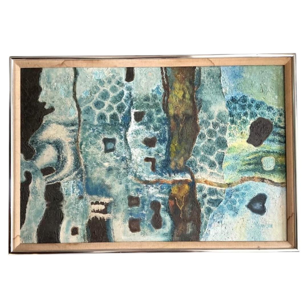 Vintage Framed Abstract Art on Board